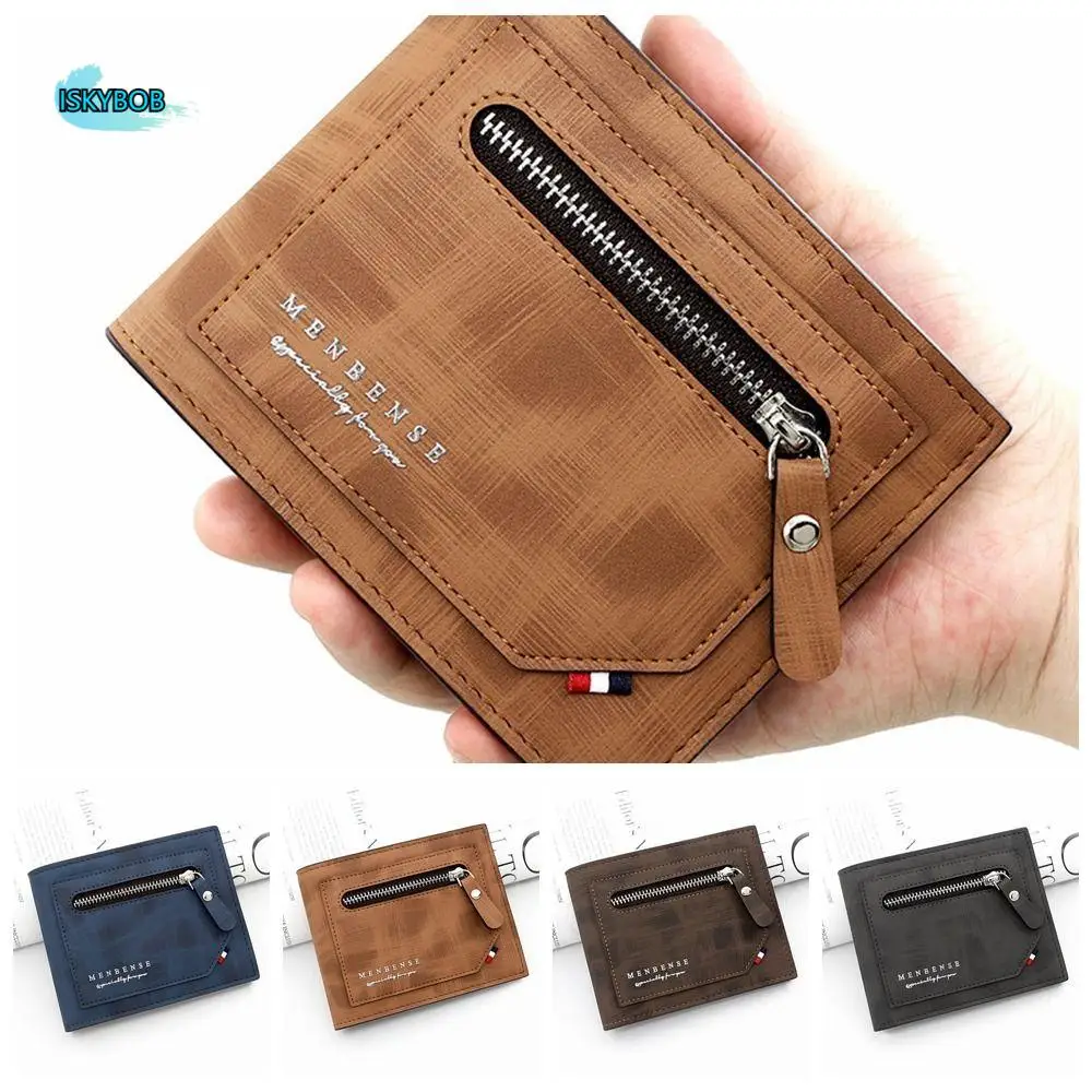 

Fashion Letter Men's PU Leather Wallets Multi-position Short Coin Purse Three Fold Korean Style Money Clip Bank Card Storage Bag