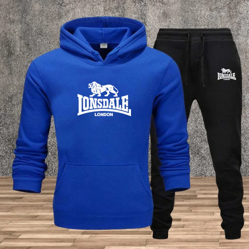 Conjunto de ropa deportiva informal con capucha para hombre, moda de otoño e invierno: jersey y pantalones para correr fitness