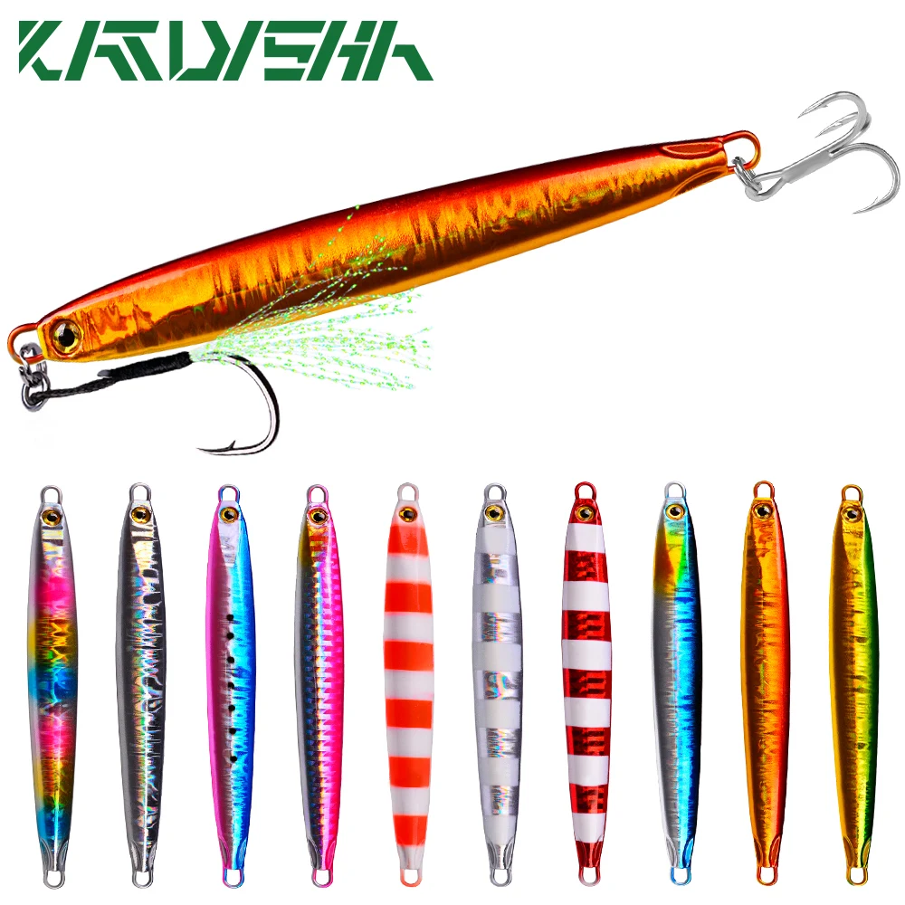 

KATYUSHA 1PC Slow Cast Jigging Bait 10g-20g-30g-40g-60g Long Metal Jig Fishing Lure Artificial Hard Bass Fishing Tackle