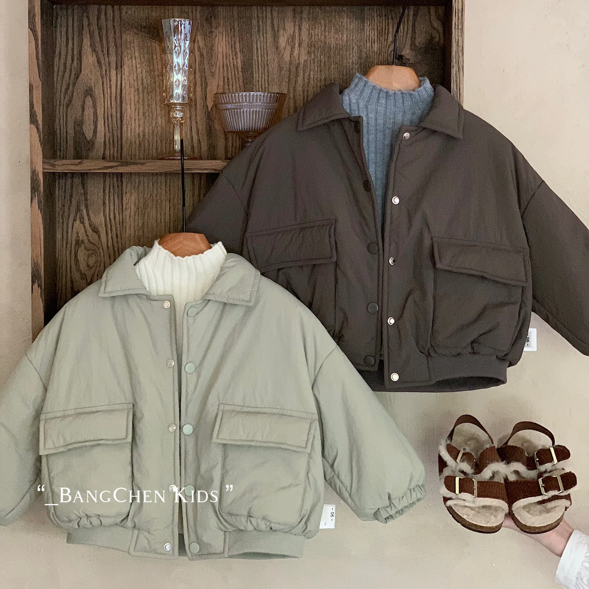 

Children's Cotton Jacket 2025Boys' Solid Color Large Pocket Thickened Cotton Coat for Toddlers Young Boys Winter Cotton Jacket