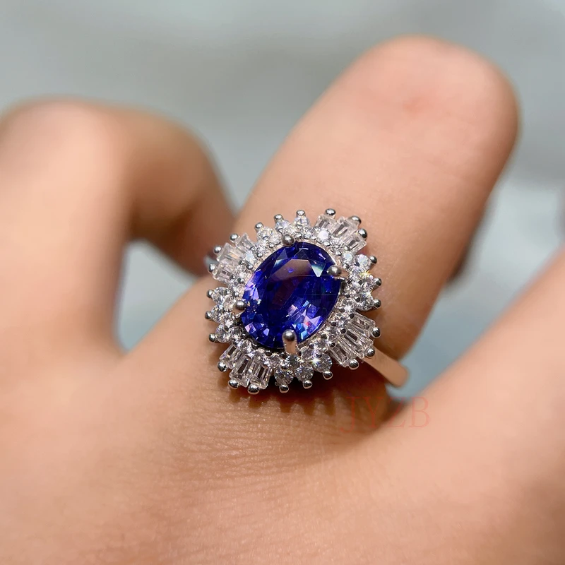 Luxury and high quality natural Tanzanite ring INS fashionable feminine vintage and delicate rings go with everything