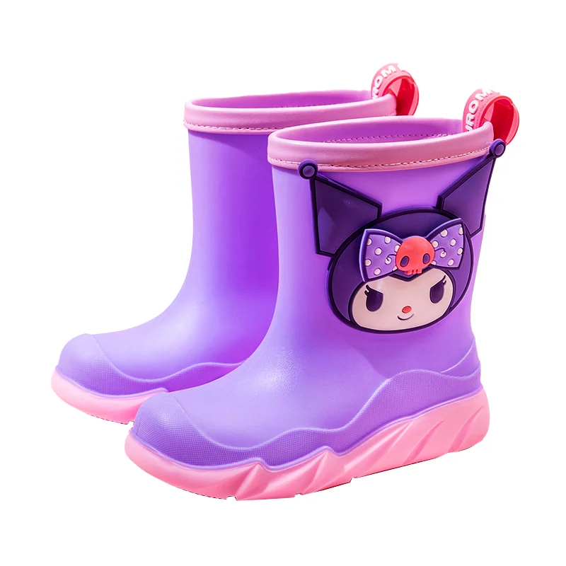 Sanrio Cartoon Children\'S Anti-Slip Rain Boots Kuromi Girls\' Waterproof Rubber Rain Boots Kuromi Wear Water Shoes Boy Keep Warm