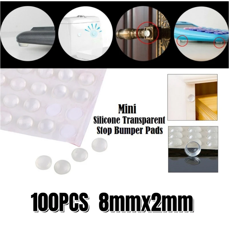 100pcs 8mmx2mm Transparent Silicone Granules Door Handle Sticker Transparent Anti Bump Silicone Cushioning Anti Slip Mat