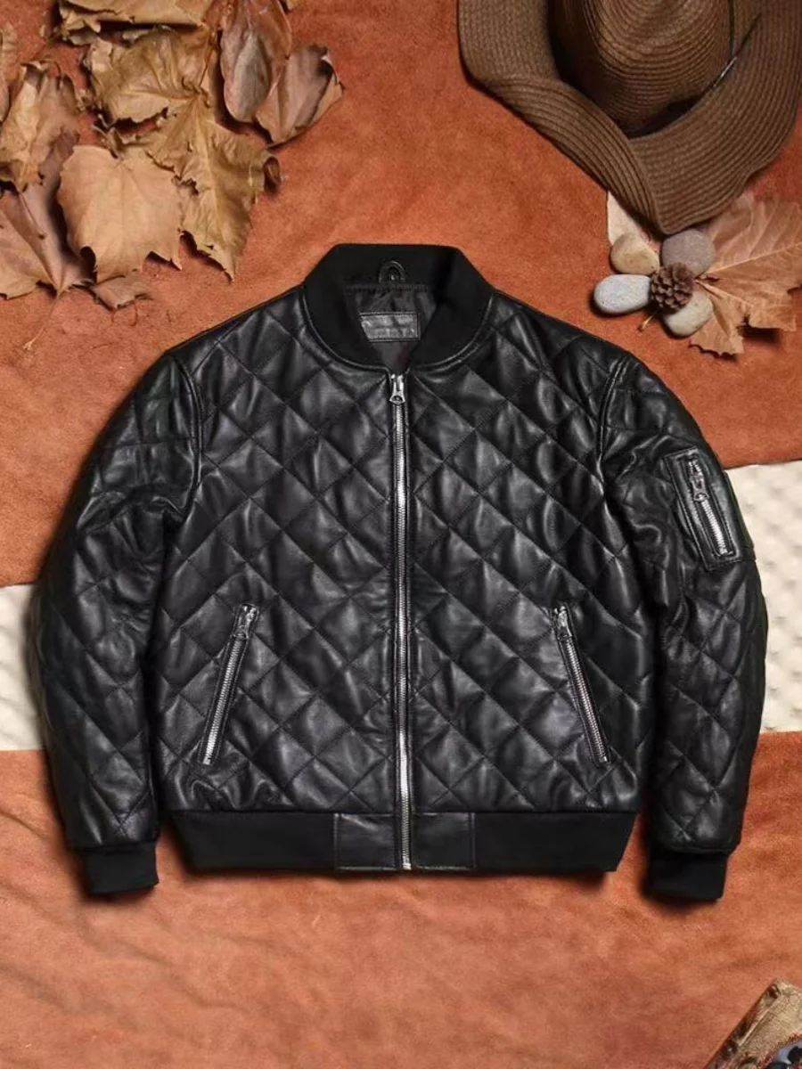 

Мужской кожаный воротник-стойка, приталенный бейсбольный воротник, теплый, повседневный, простой, универсальный, удобный, модный