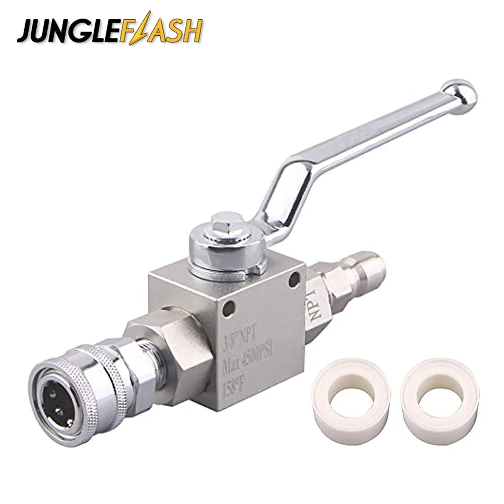 JUNGLEFLASH High Pressure Washer Ball Valve Kit With 3/8 Inch Quick Connect Plug for Power Washer Pump Hose Switch 4500 PSI