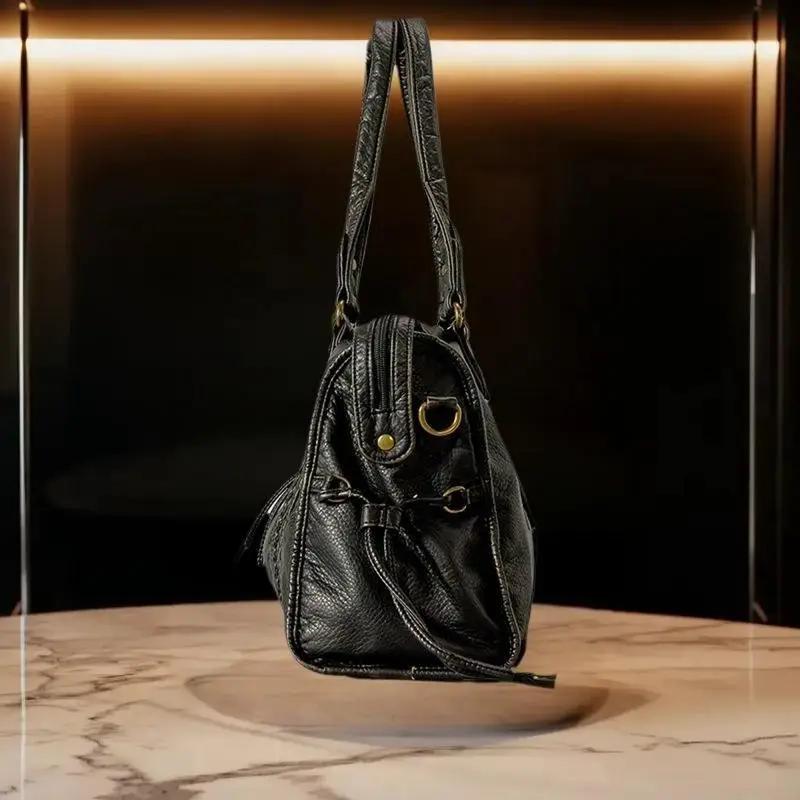 

Fashion Vintage Punk Tote Bag Large Capacity Soft Leather Messenger Bag Unisex Shoulder Bag Daily Travel Handbag Gifts