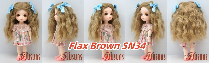 JD880 Lange Sauvage Welle Mittelscheitel Meerjungfrau Lockig mit Twin Bow Braids Puppe Perücken 1/8 1/6 1/4 1/3 Pullip Blythes BJD Haar – Detail 29