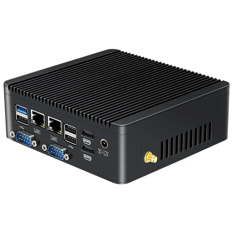 Helorpc Bezwentylatorowy przemysłowy minikomputer Celeron J4125/N4000 z 2xHDMI 5xUSB3.2 3xUSB2.0 Obsługa WIN10 LINUX Bluetooth WiFi 4G LTE