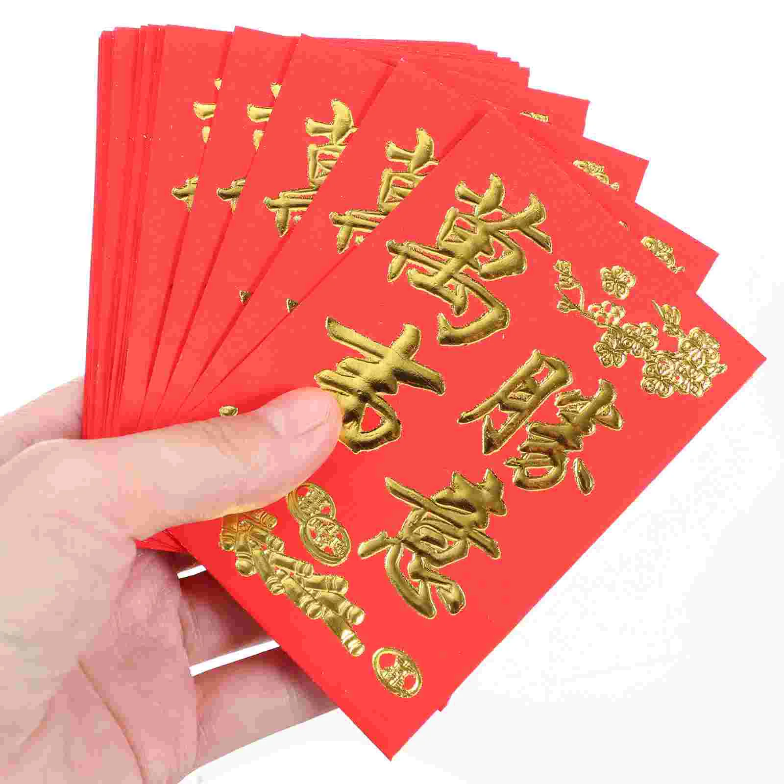 160 Pcs New Year Red Envelope Practical Envelopes Paper Packet Money Storage Basket Random Style Packets Coated