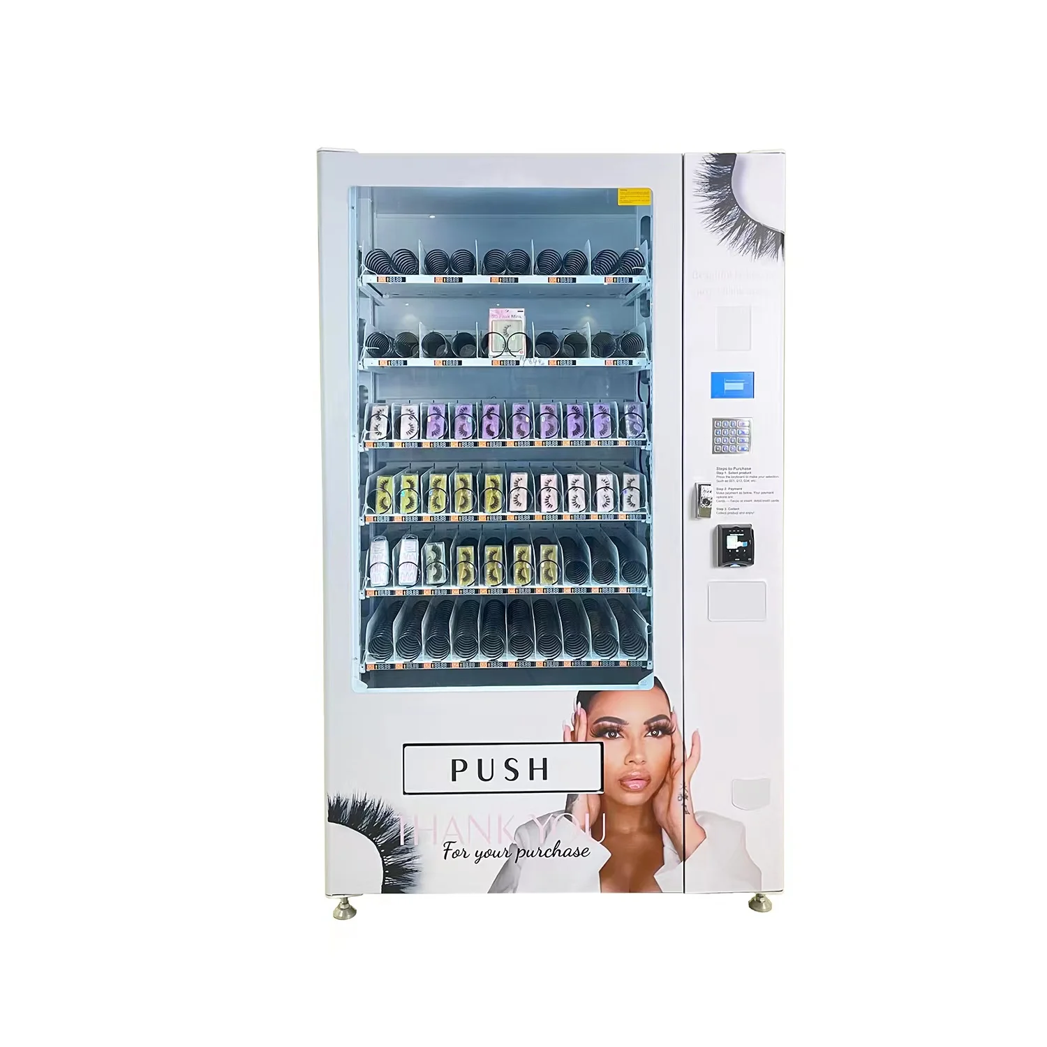 

Бюджетный торговый автомат для накладных ресниц, автоматическое самообслуживание, розничное оборудование для красоты, самая низкая цена, гарантия