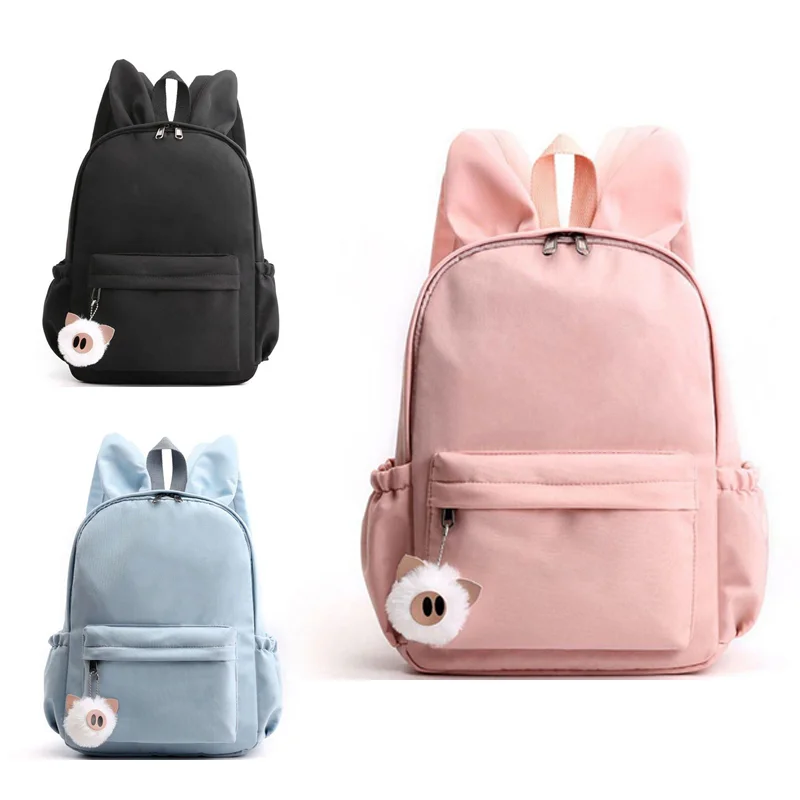 Mochila infantil com orelhas de coelho, mochila escolar casual para meninas e meninos, mochila de viagem, moda