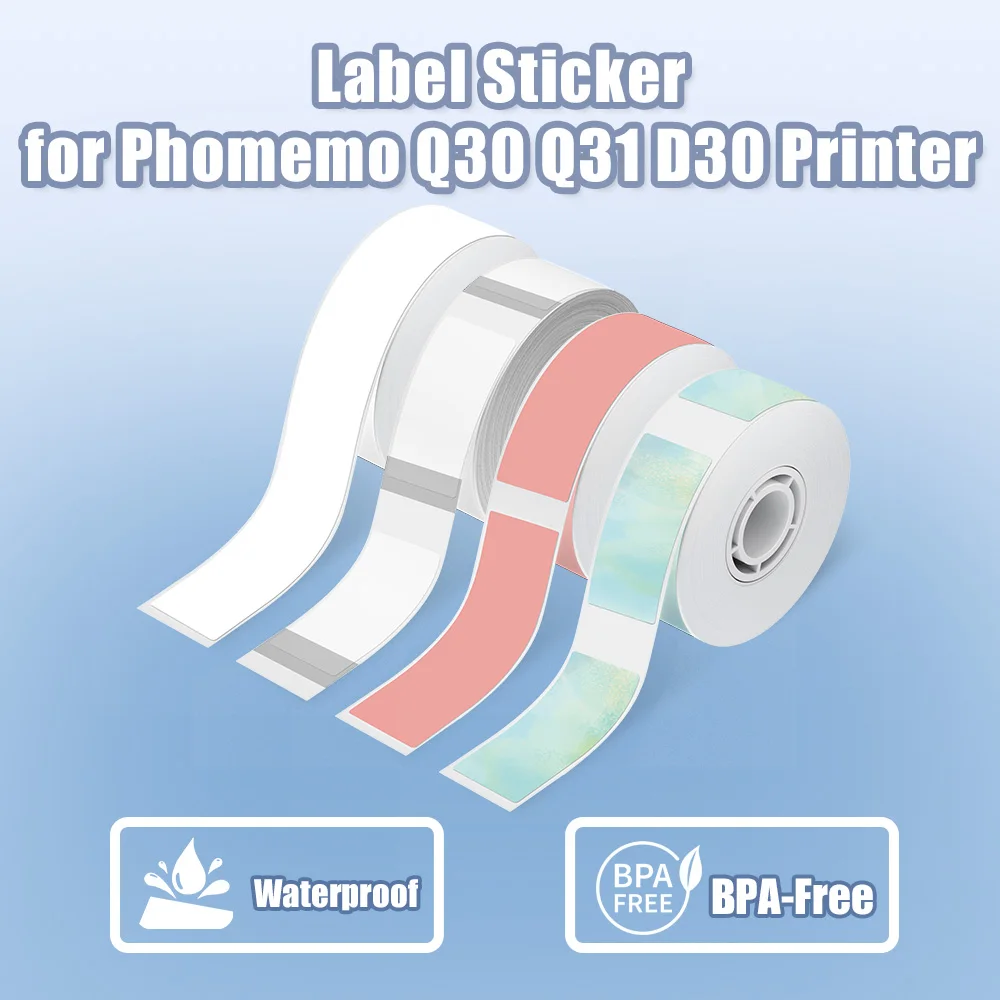 3 Rolls Phomemo Q30 D30 White Thermal Label Tape Sticker Paper, Smudge-Proof Thermal Roll Supplies Exclusively