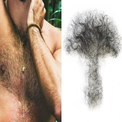 Black False Chest Hair - Body Hair -100% Human Hair Chest Hair Wig