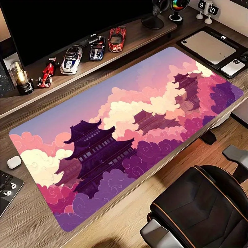 

Игровой коврик для мыши Purple Temple Clouds, увеличенный, износостойкий, резиновый, нескользящий, для дома и офиса