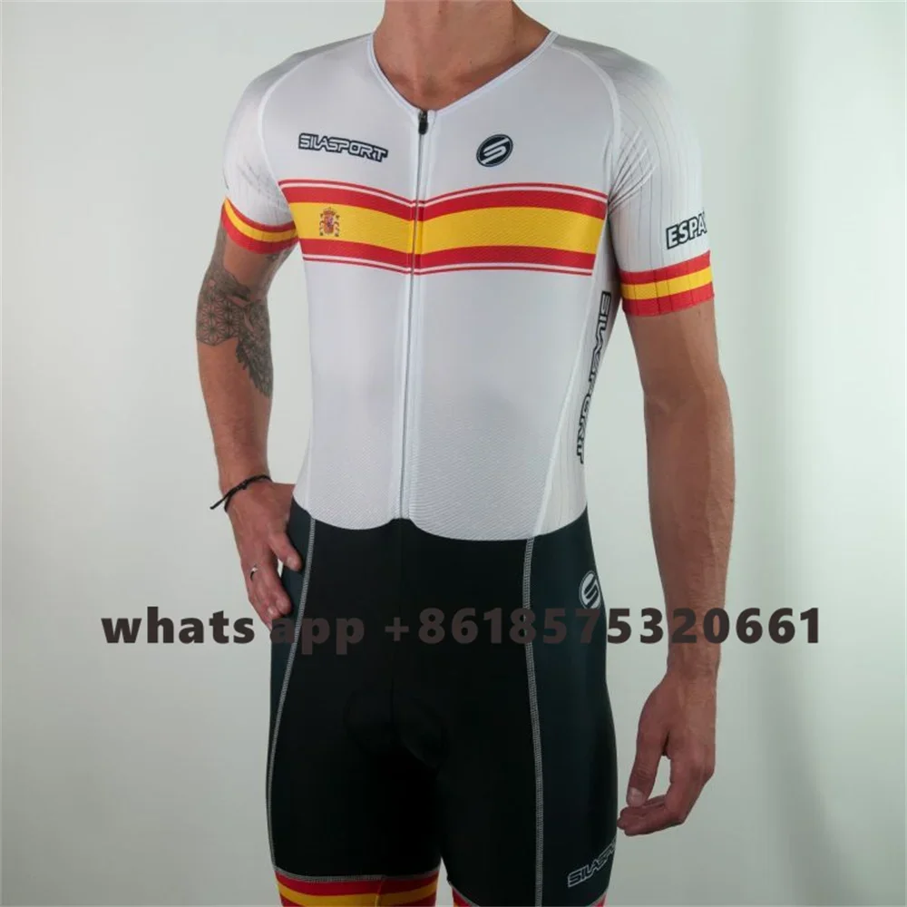 

Silasport New Fluorescence Color Men Cycling Skinsuit Short Sleeve Inline Speed Skating Clothing Ciclismo Hombre Skating Team Tr
