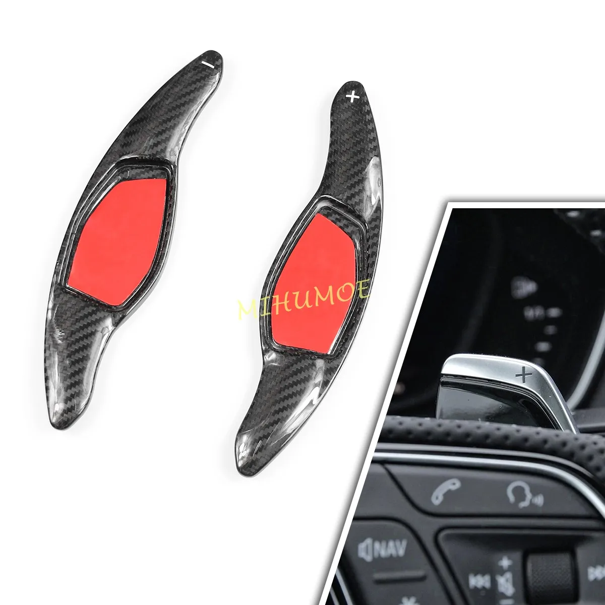 

For Audi RS3 RS4 RS5 RS Q3 Q8 TT R8 Genuine Carbon Fiber Paddle Shifters Gear Shift Shifter Extend Trim Car Accessories