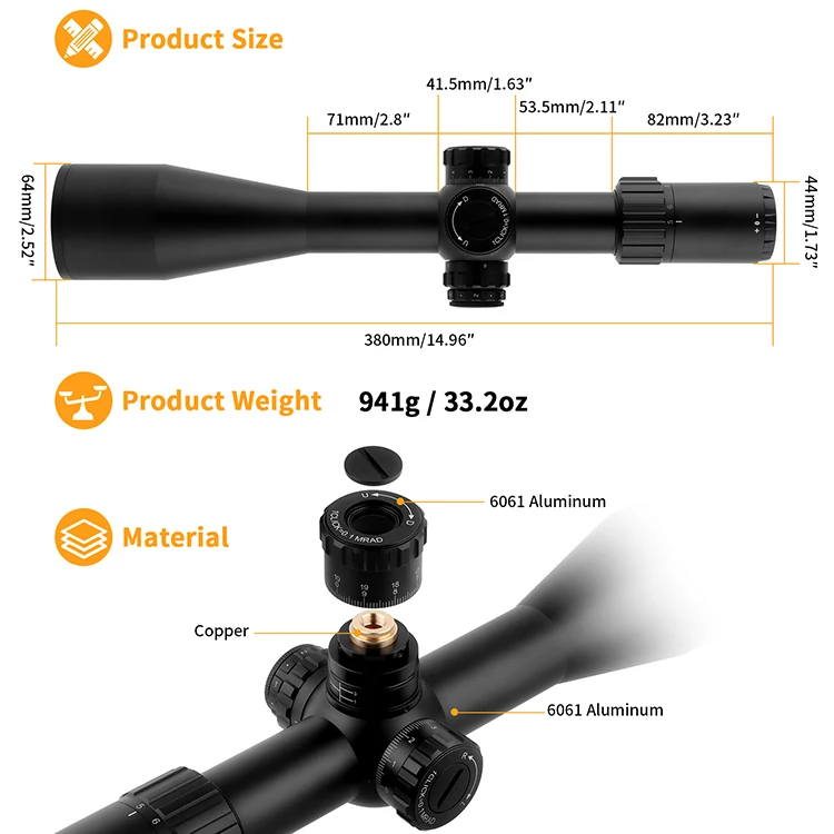 Hunting Scopes 5-30x56 FFP Zero Stop Turrets Long Range Optical Glass Etched Tactical Accessories Sight Mounts