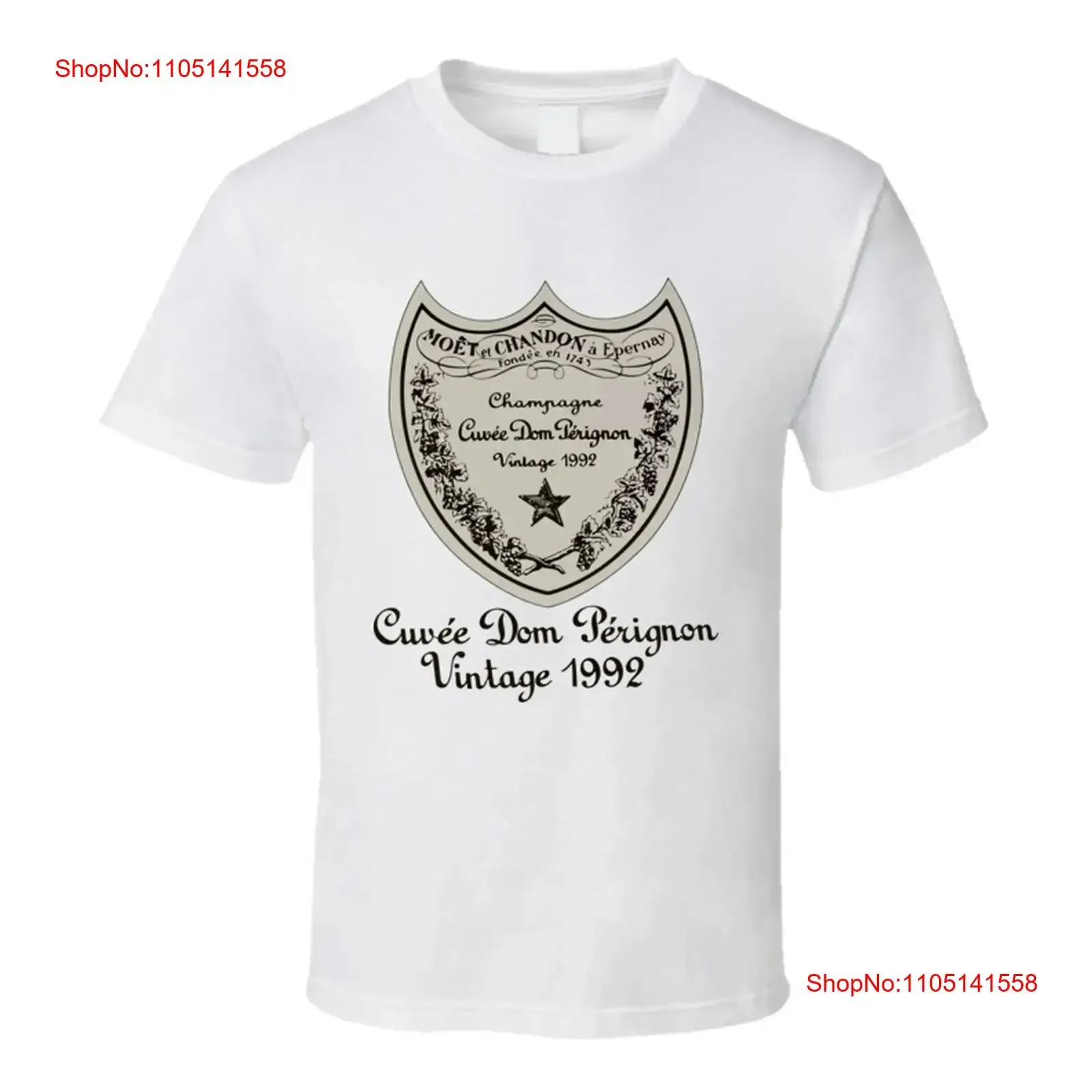Dom Perignon Vintage 1992 champán vectorizado camiseta para hombres y mujeres todo vintage lavado versátil elegante ligeramente suave
