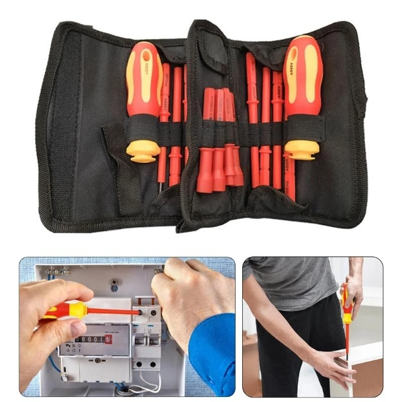 E28F Home Repair Tool Set Comfortable Handle 18Piece Insulated Electrician Screwdriver Kit for Safe Use Household Maintenance