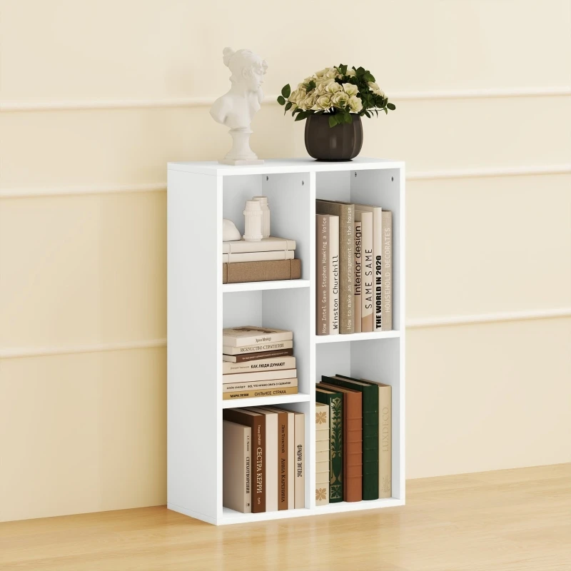 Bibliothèque avec étagères, unité de rangement sur pied pour salon, chambre, cuisine, blanc