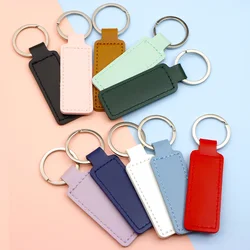 Wholesale PU Leather Keychain Bright Colorful Key Chain for Waist Wallet KeyChains Key Holder Single Ring 10 Colors Keyring
