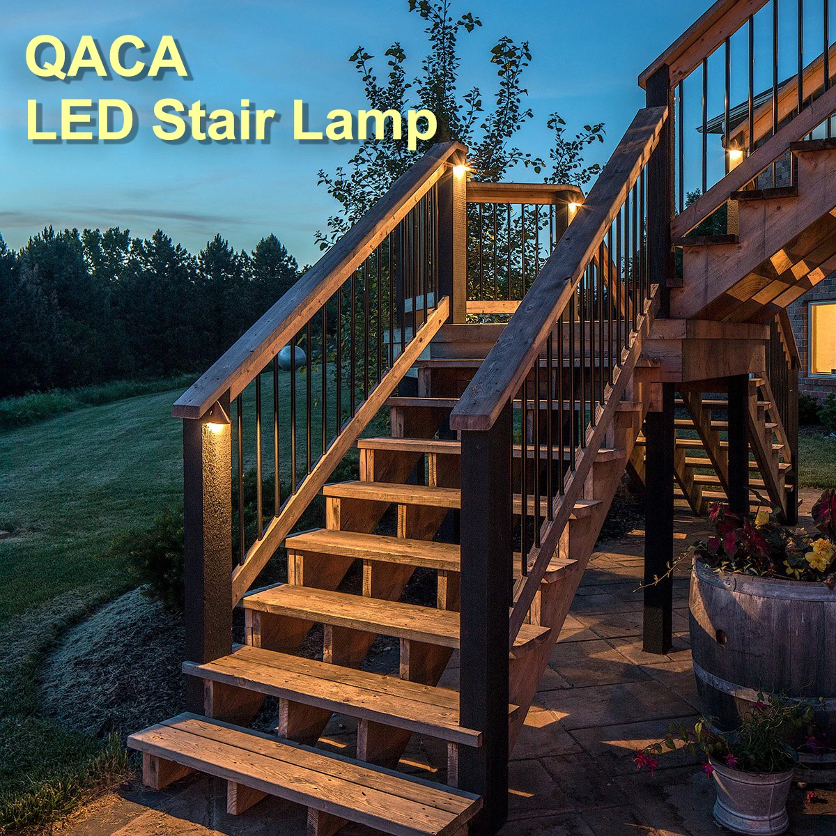 16-Pack QACA LED Stair Lights Low Voltage Recessed Deck Lamps with Elegant Bronze IP67 Waterproof Stairway Patio Step Ligthing