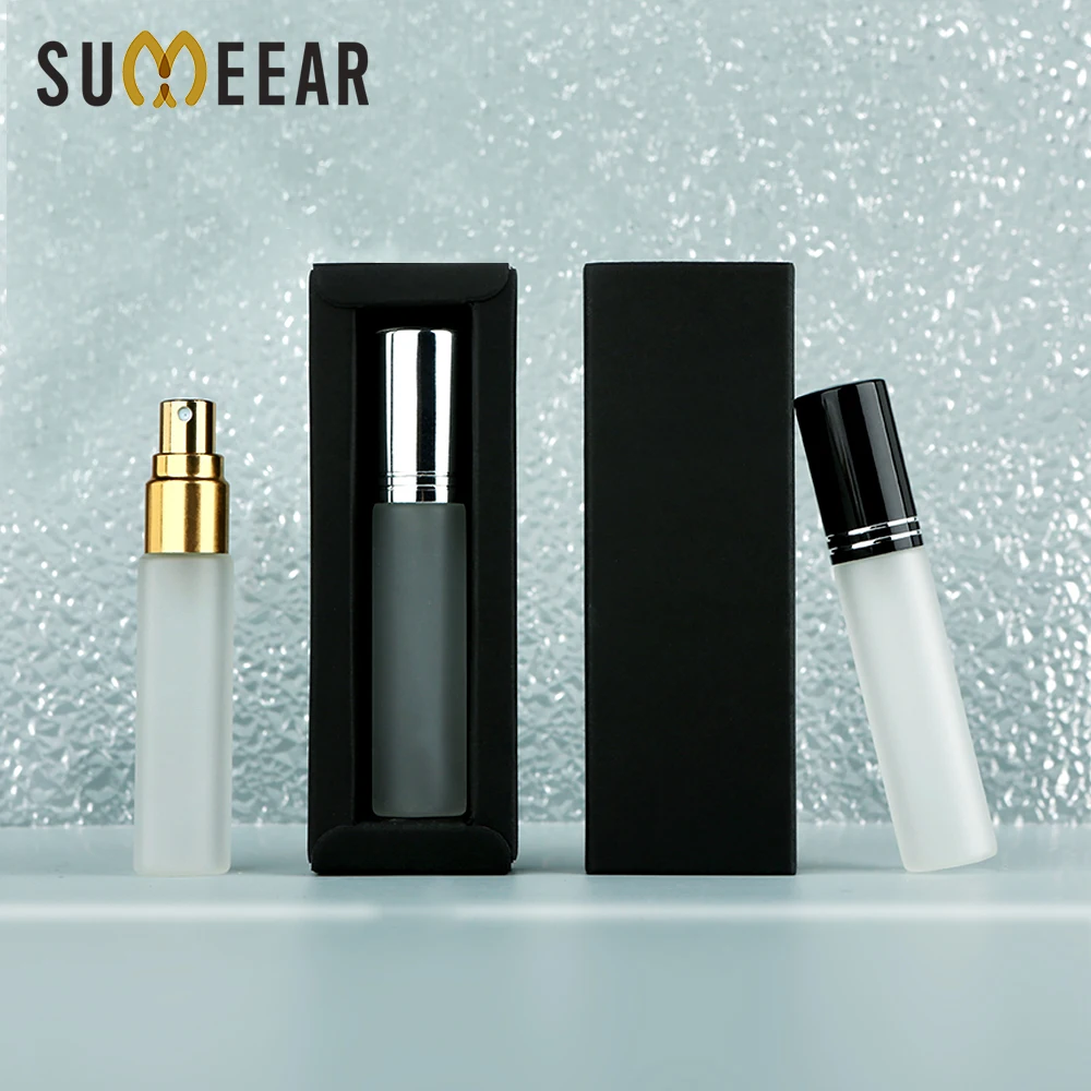 30/50 Pieces of 10ml Press-Type Aluminum Nozzle Frosted Glass Perfume Spray Bottles, Washable and Reusable, with Exquisite Boxes