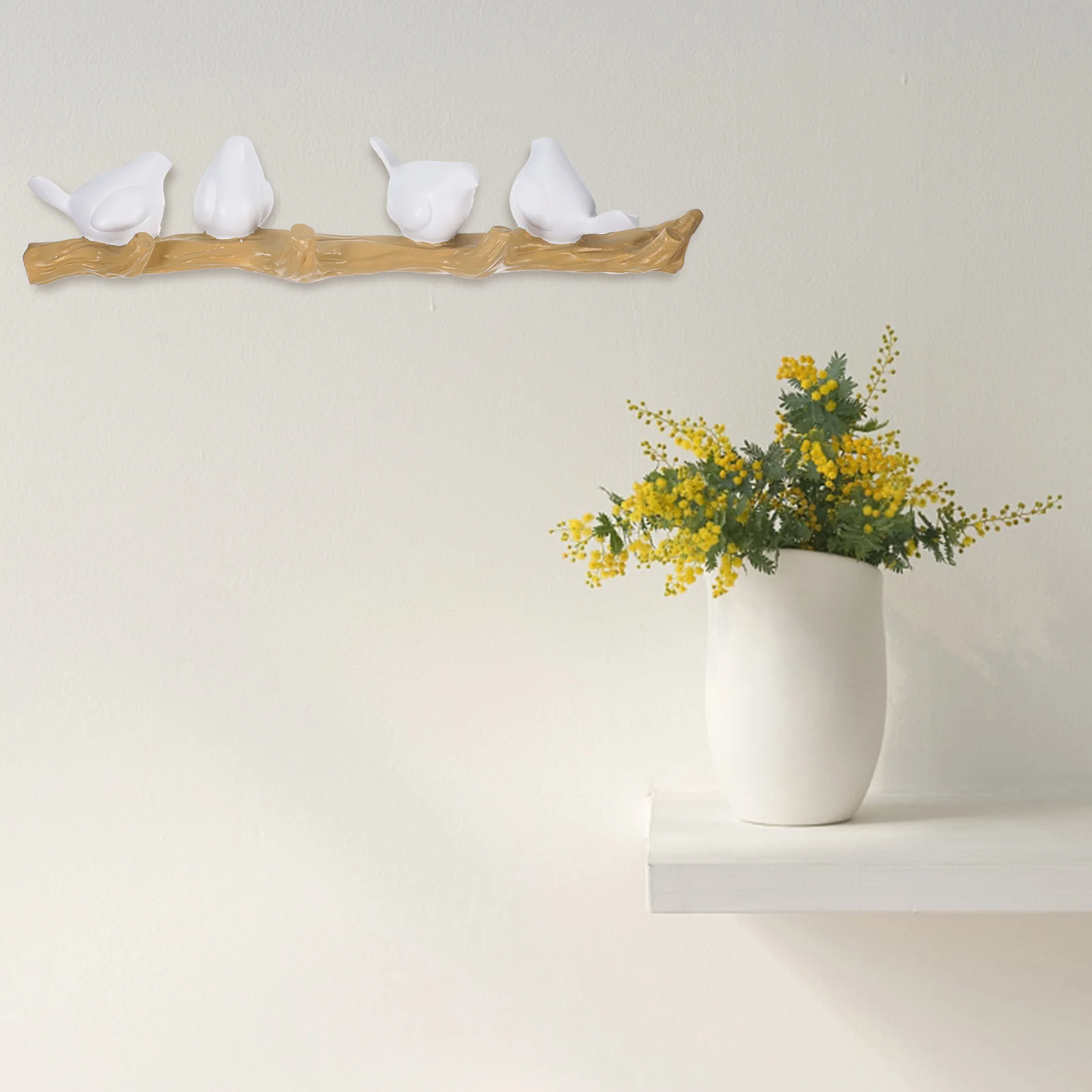 

Wall Mounted Key Holder with Birds on Branch Molding Decorative Wall Rack for Keys Coats Bags Towels Organizer