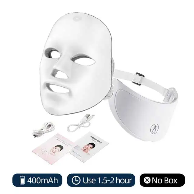 7 Farben LED-Gesichts maske mit Hals Rotlicht-Therapie maske für die Hauts traffung Lifting Anti-Aging Bio-Licht Beauty White ning Home