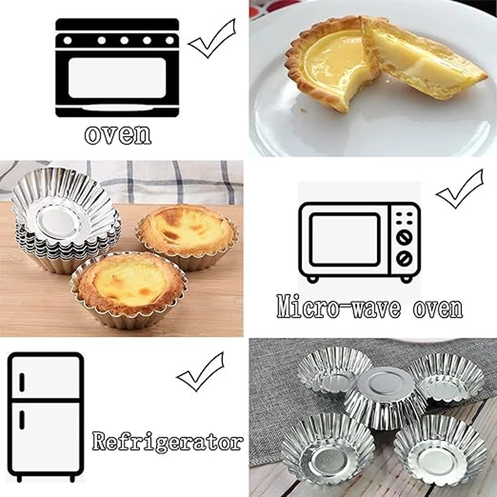 40Pcs/Set Egg Tart Molds Stainless Steel Cupcake Mold Thickened Reusable Cake Cookie Mold Tin Kitchen Baking Tool cake molds