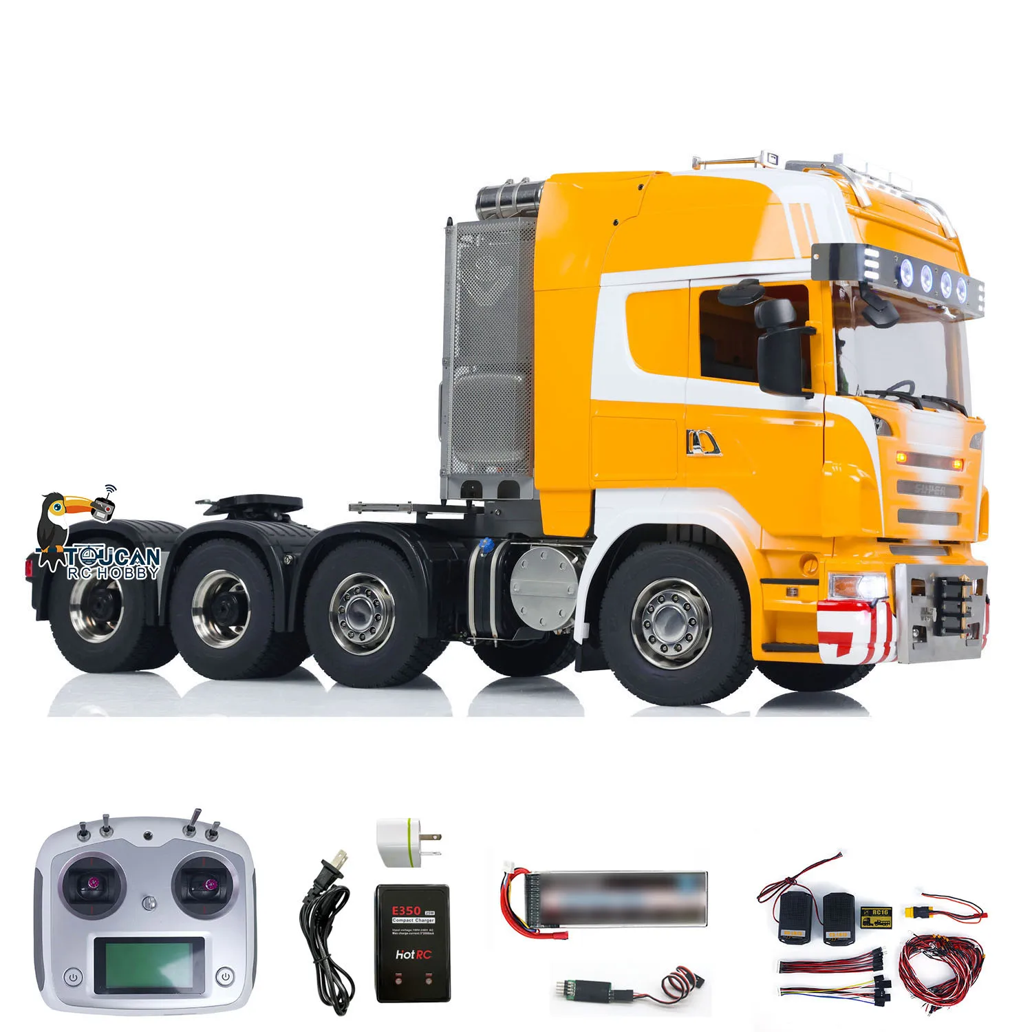 Giocattolo 1/14 8x8 R620 RC Trattore Camion RTR Metallo 3 velocità Cambio Radiocomando Pronto per Esecuzione TOUCAN FAI DA TE Verniciato Auto Veicolo
