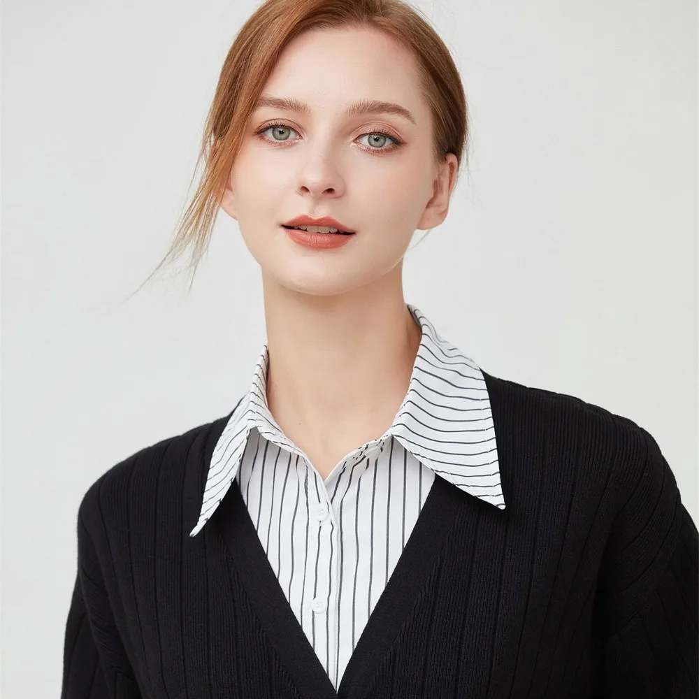 Detachable Stripe Shirt Fake Collar Comfortable Decorative Fake Hand Sleeves Commute Easy To Wear False Wrist Cuffs Office