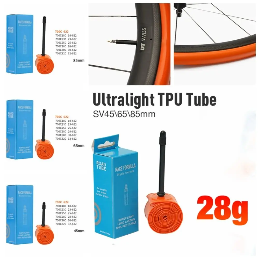 

Portable TPU Ultra Light Inner Tube French Valve 700C Bicycle Inner Tube Orange Anti-ageing TPU Inner Tube Mountain Bike