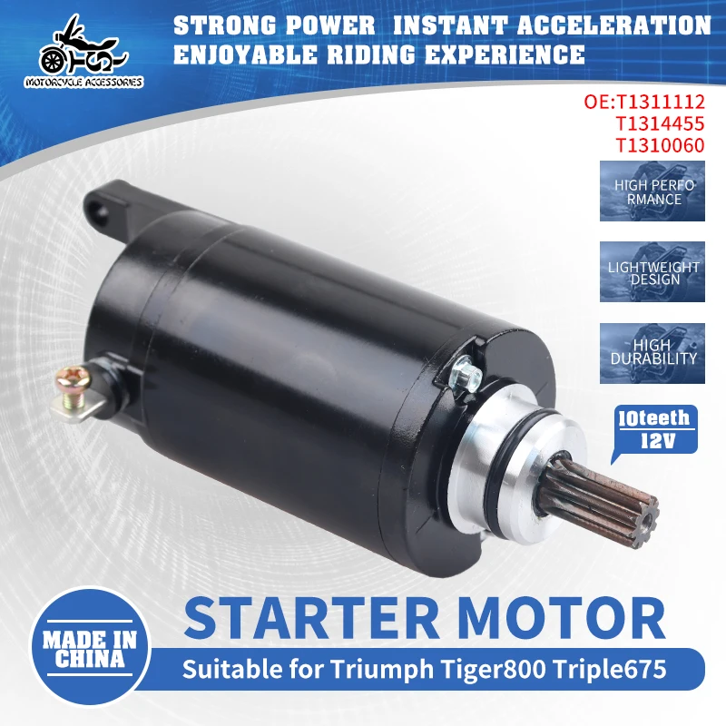 

SJ T1311112 Starter Motor For Triumph Street Triple 675 08-17 And TIGER 800 11-17 OEM:T1314455 T1310060 Motorcycle Engine Parts