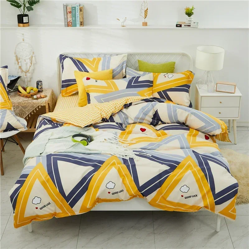 Yellow Plaid Duvet Cover 200x220 Pillowcase 3Pcs Bedding Set 150x200 Quilt Cover Blanket Cover Bed Sheet Queen King Size