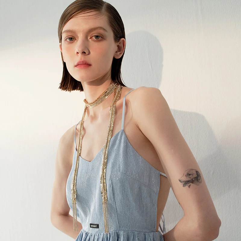 Long Exaggerated Tassel Stacked Neck Chain 2024 New Girls' Personality Light Luxury Niche Design Clavicle Chain