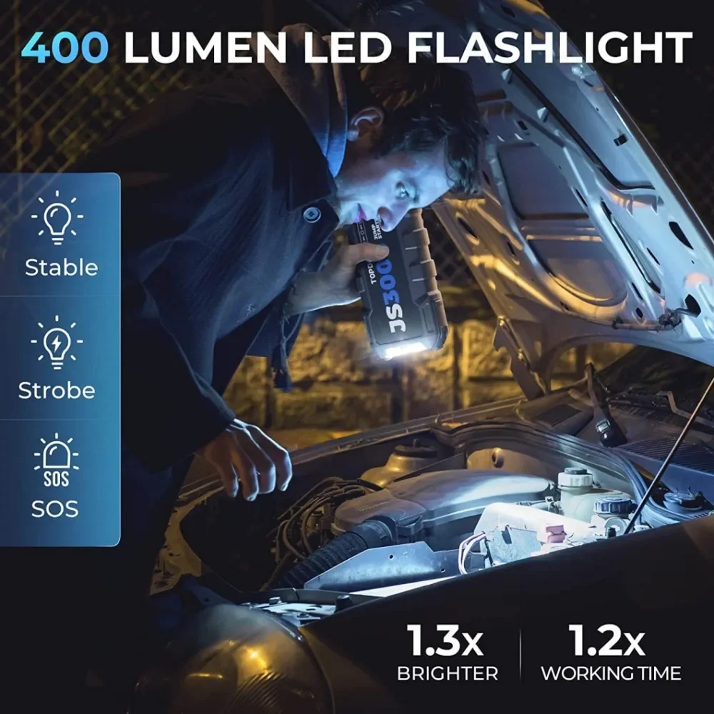 Portable Multi Function Super Capacitor TOPDON JS3000 Multi-function Battery Booster 12V Jump Starter Power Bank for Car