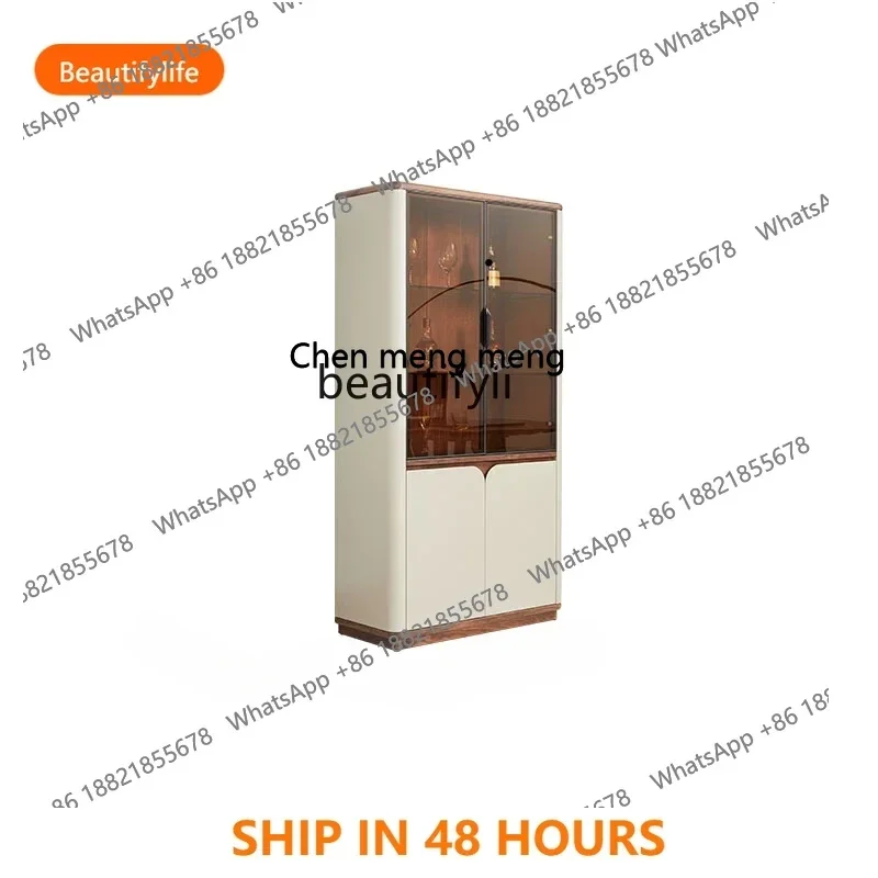 

North American Black Walnut Solid Wood Wine Cabinet Italian-Style Light Luxury Storage Cabinet Restaurant Storage CabinetFH H