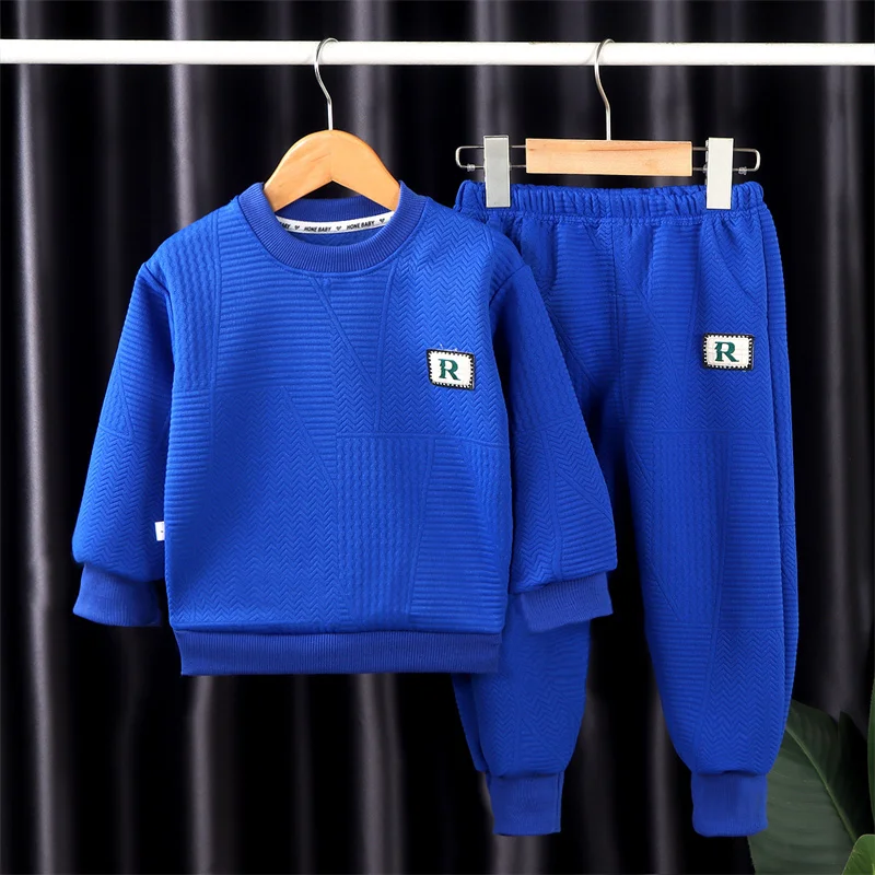 Baby Warm Sets 2023 Spring Autumn New Trend Suit Boys Girls Sweatshirt Outfit Kids Cotton Top Casual Sports Pants 2Pcs 1-14Y