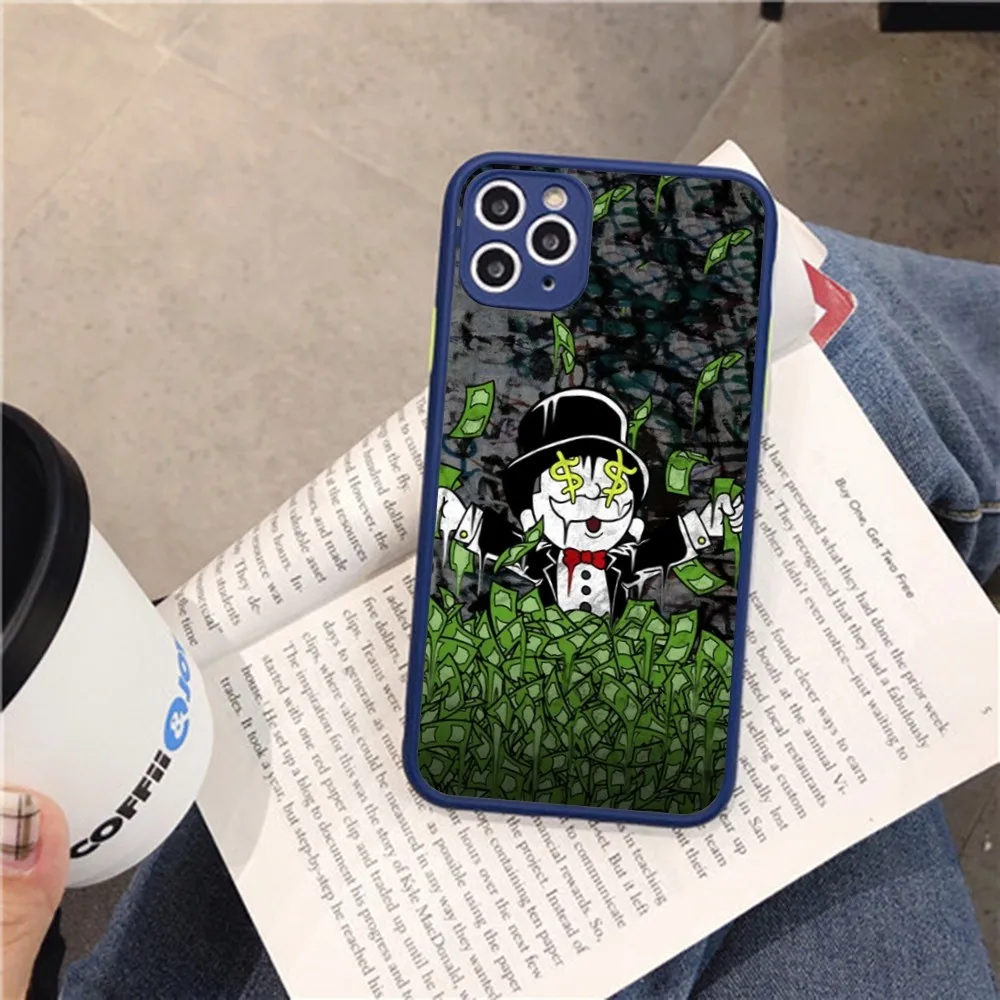 Trend Cartoon Dollar Alec Monopoly  Phone Case for iPhone 14 11 12 13 Mini Pro Max 8 7 Plus X XR XS MAX Translucent Matte Cover