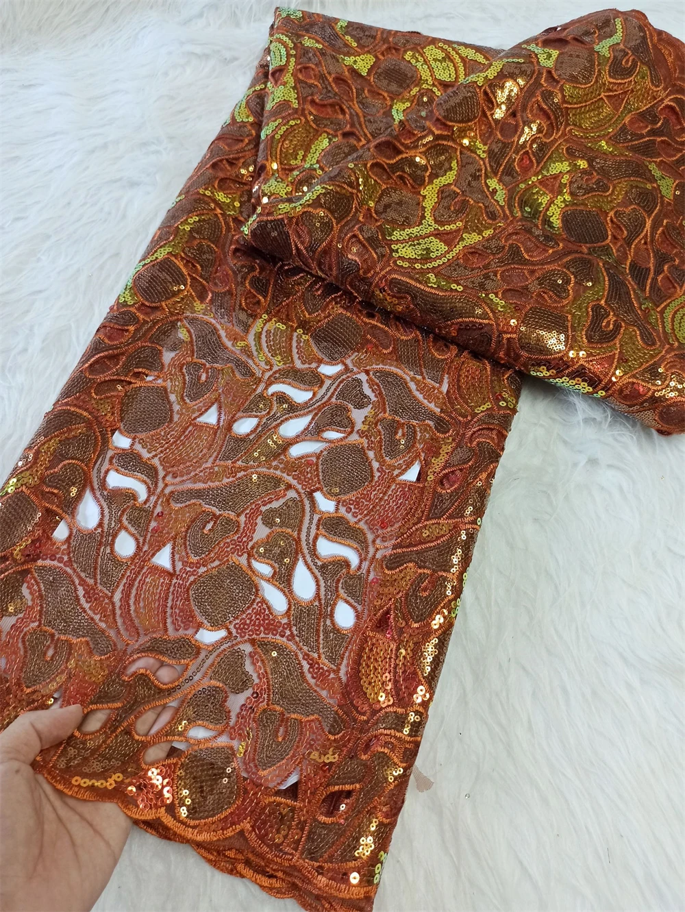 

2025 High Quality African Nigerian Lace Fabric Embroidery Tulle Pure Wedding Party Dress Guipure Sequins For Sewing Beads 5yards