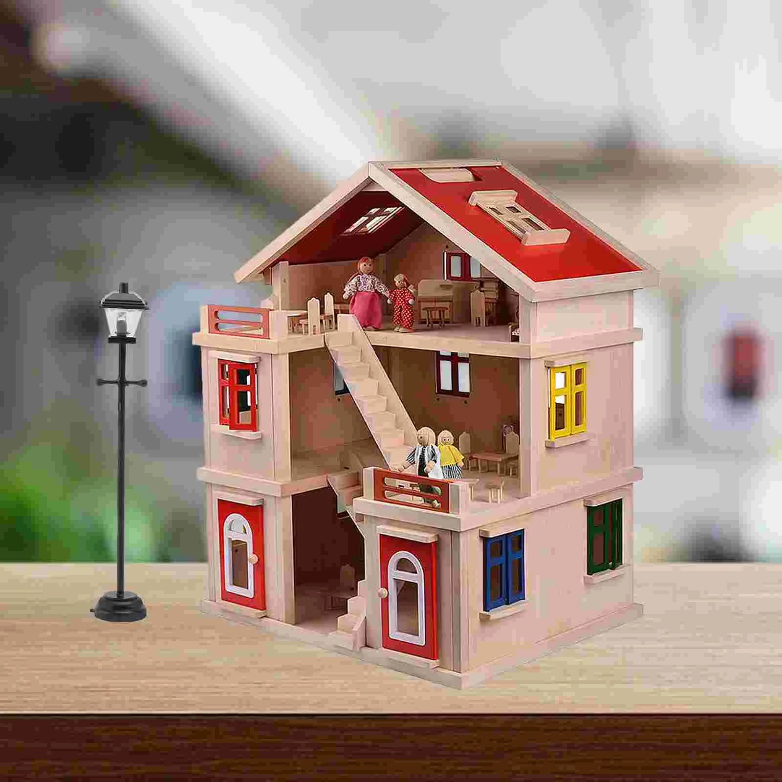 Mini Street Lights Decoration LED Outdoor Black Floor Lamp House Toy Room Microscopic Model