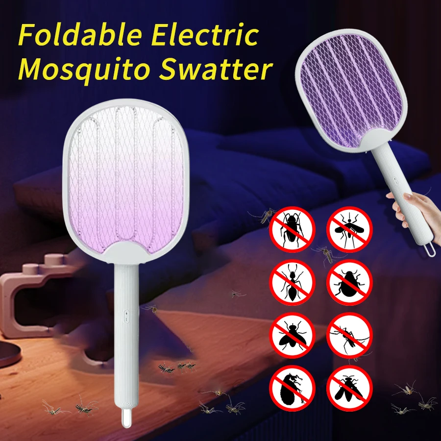 Electric Mosquito Swatter USB Household Electronic Mosquito Killer Rechargeable Mosquito Swatter Electric Shock Mosquito Killer