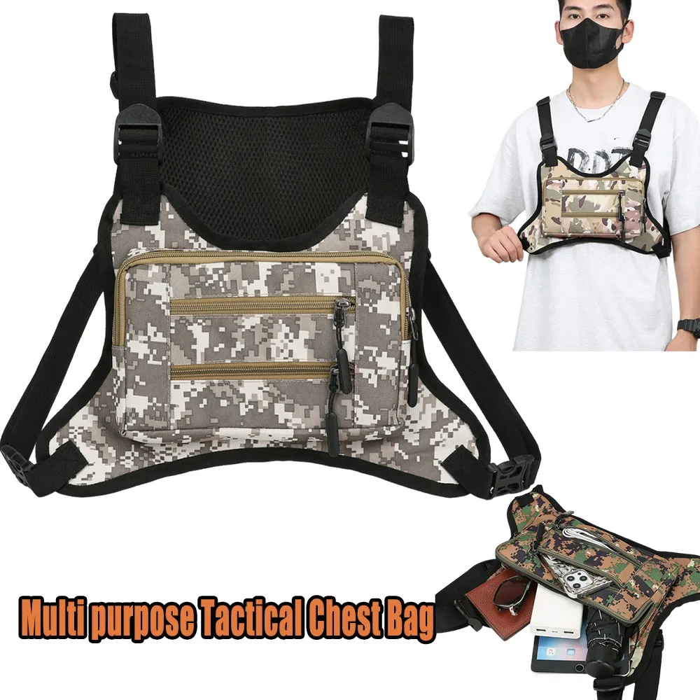 

Tactical Chest Pack Multi Purpose Outdoor Men Cycling Vest Bag Digital Camo Chest Gear Bag For Workout Hiking Outdoor Sports