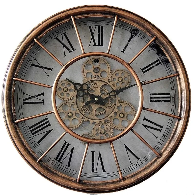 46.5 cm Industrial Round Exposed Decorative Metal Mobile Gear Gear Home Decorative Wall Clock
