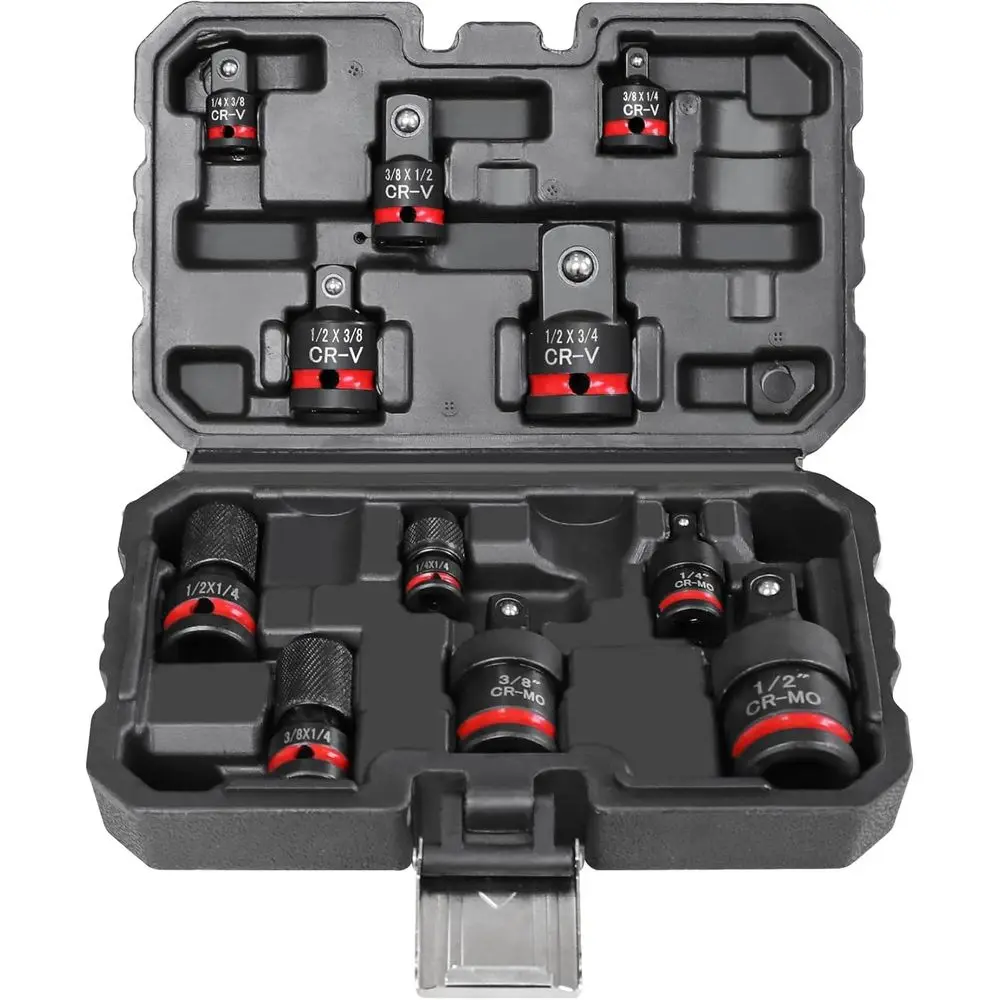 

11-Piece Impact Socket Adapter Set - Impact Rated, 1/4 3/8 1/2 Drive, CR-V & CR-MO Steel, Ball Detent or Secure, Ideal for Tool