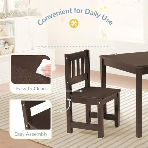 Set per bambini e sedie e sedie, con gambe in legno di gomma per bambini, bambini e sedie per camera da letto/sala giochi/bambini R