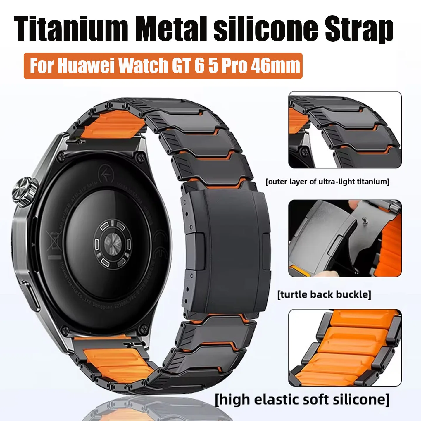 

Новый улучшенный титановый металлический ремешок для Huawei Watch GT 6 Pro 46 мм, GT6Pro Knight Mech, матовый силиконовый ремешок для GT6, GT5/GT4/GT3, GT 2, мужские часы