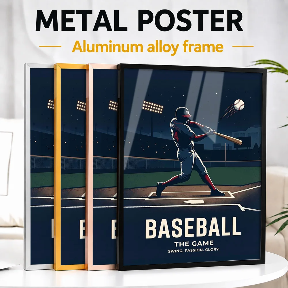 Baseball The Game Metal Poster With Aluminum Alloy Frame Personalized Photo Energetic Action Style Wall Art For Training Room