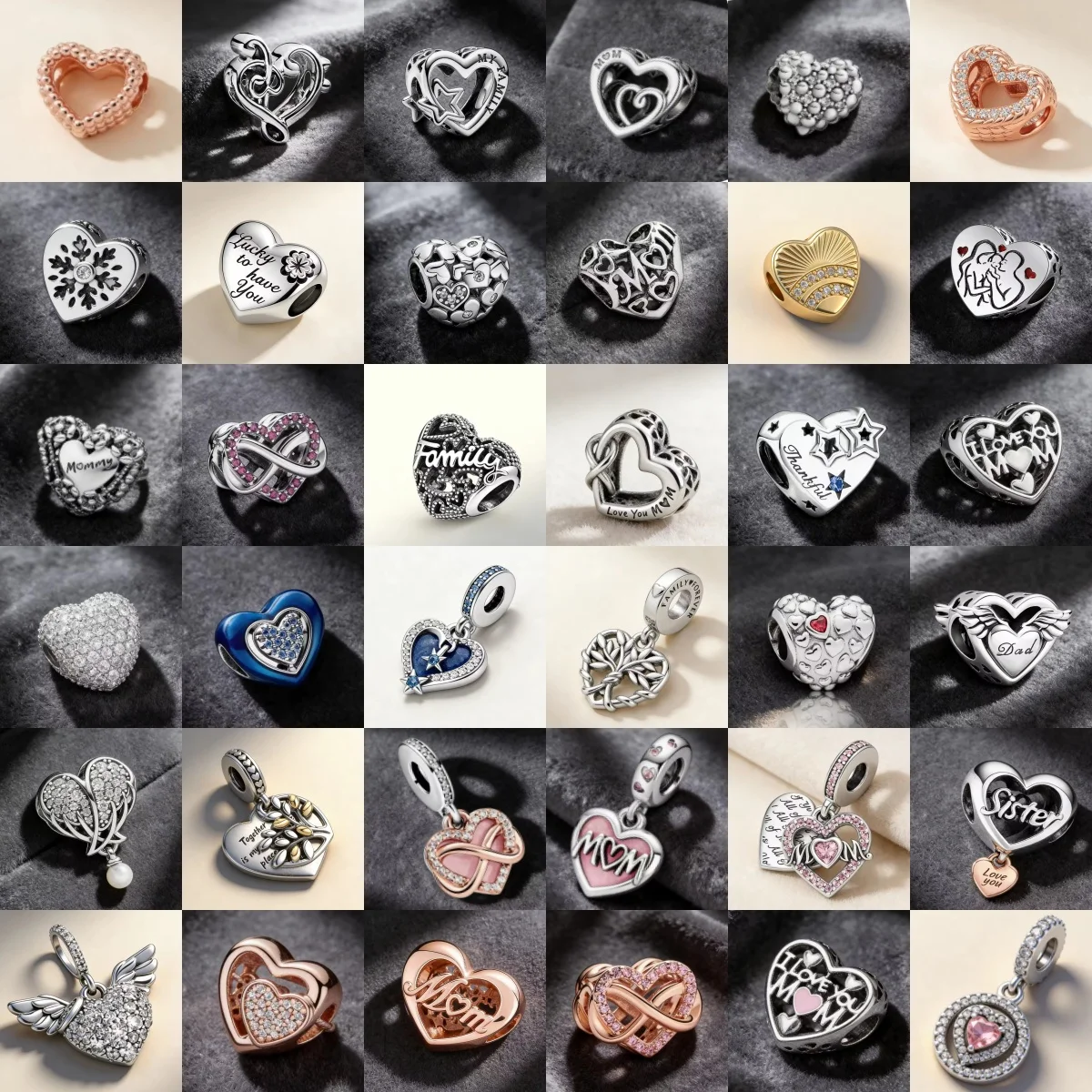 S925 Silver Heart-Shaped Crystal Interval Charm Pendant Bead, Women's Bracelet DIY Jewelry Making Exquisite Gift Accessories